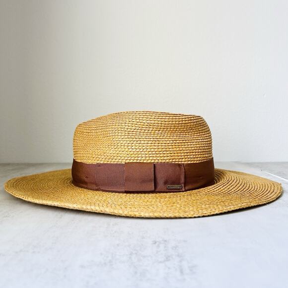 Brixton Reno Straw Fedora Wide Brim Western Boho Festival M/L MSRP $99 NWOT - Picture 4 of 12